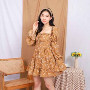 AE PIONA - Milkmaid with Tiered Skirt Mini Dress