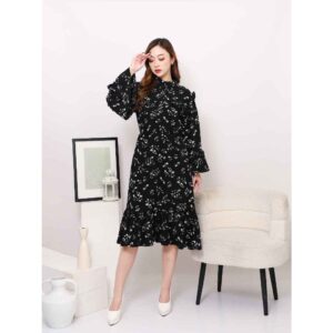AE PIONA - Mandarin Collar Gathered Full Dress