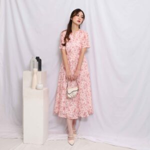 AE PIONA - Maxi dress with v neck and flared skirt